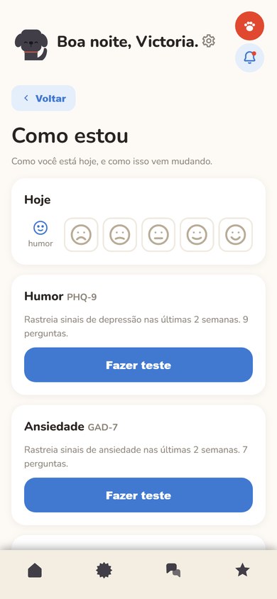 Tela do aplicativo: Como estou